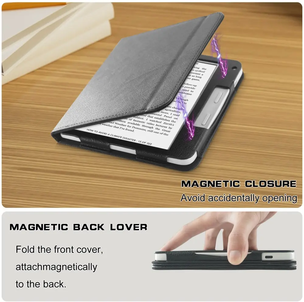 Kobo Libra 2 / Libra Colour Hoes SleepCover Book Case Standaard Zwart afbeelding 6