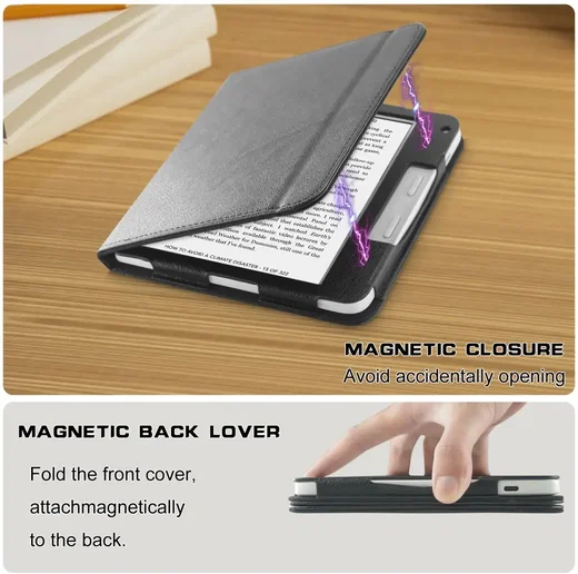 Kobo Libra 2 / Libra Colour Hoes SleepCover Book Case Standaard Zwart afbeelding 6
