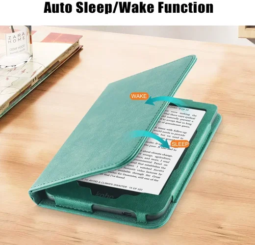 Origineel Kobo Clara Colour / Clara 2E Hoes SleepCover Book Case Standaard Groen afbeelding 3