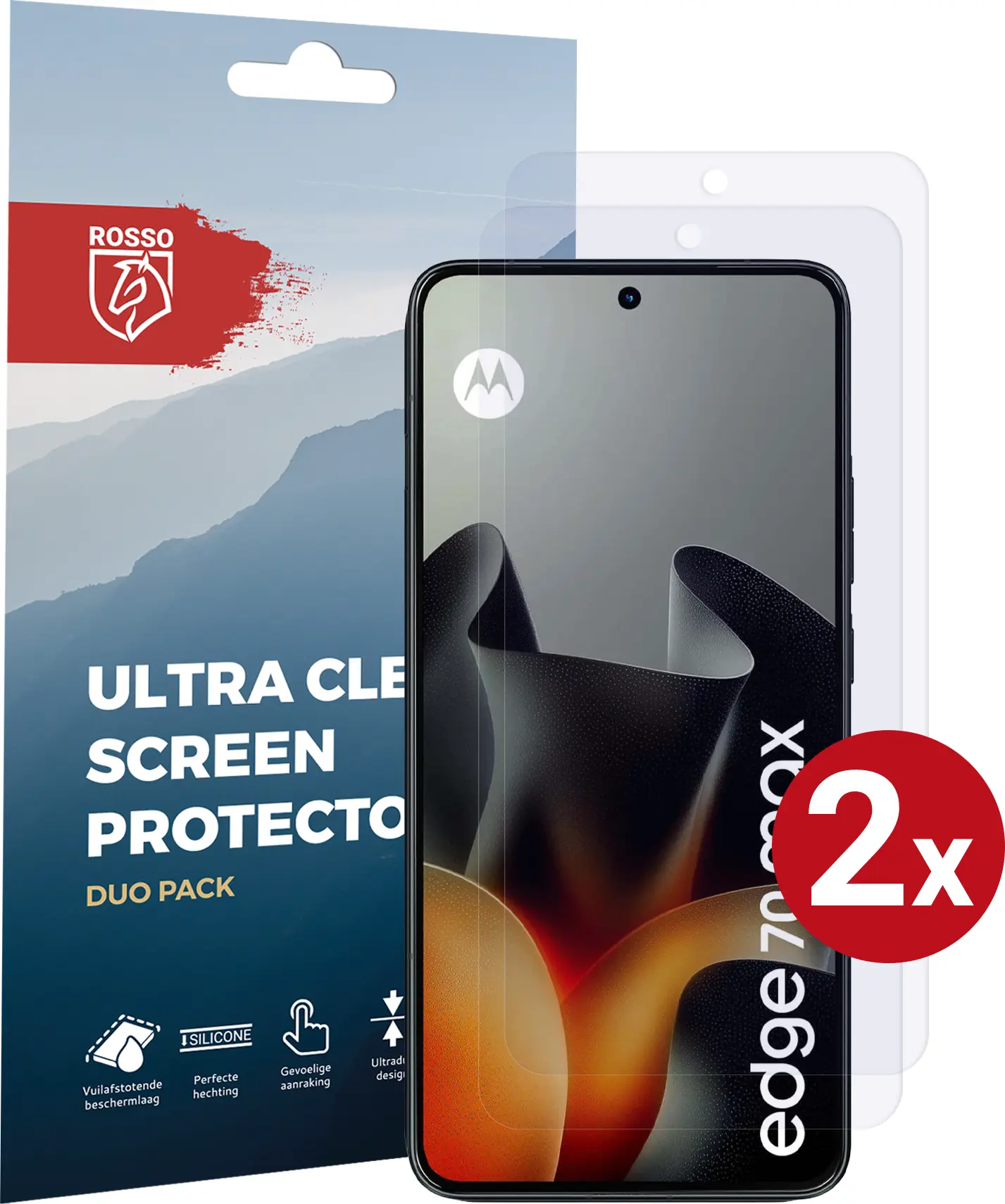 Rosso Motorola Edge 70 Max Screen Protector Case Friendly Folie Duo Pack afbeelding 1