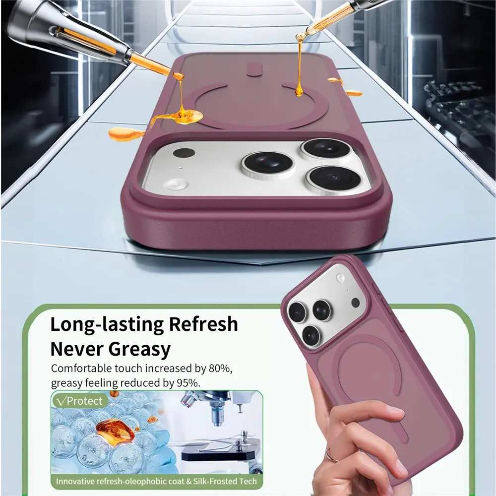 Apple iPhone 18 Pro Hybrid Hoesje met MagSafe Back Cover Matte Burgundy afbeelding 7