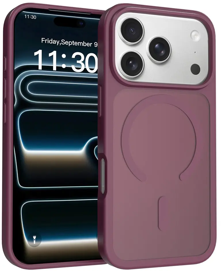 Apple iPhone 18 Pro Hybrid Hoesje met MagSafe Back Cover Matte Burgundy afbeelding 1
