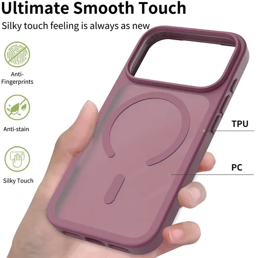 Apple iPhone 18 Pro Hybrid Hoesje met MagSafe Back Cover Matte Burgundy afbeelding 5