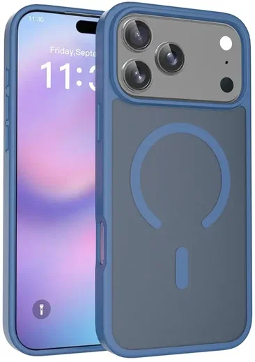 Apple iPhone 18 Pro Hybrid Hoesje met MagSafe Back Cover Matte Lichtblauw afbeelding 1