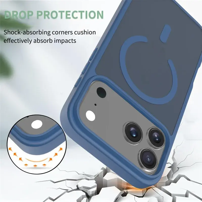 Apple iPhone 18 Pro Hybrid Hoesje met MagSafe Back Cover Matte Lichtblauw afbeelding 2