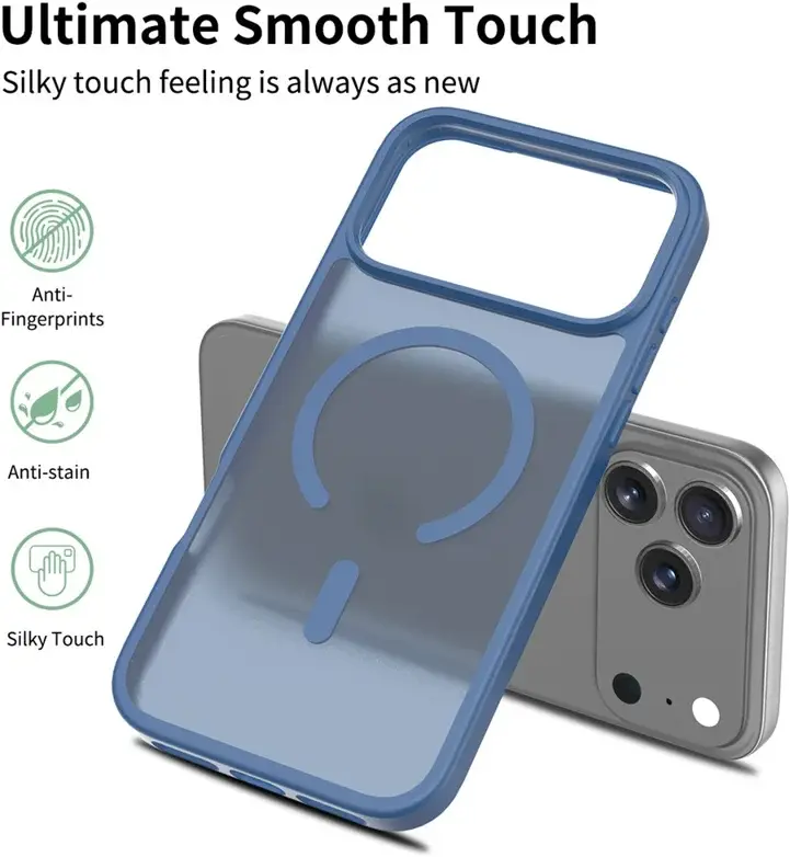 Apple iPhone 18 Pro Hybrid Hoesje met MagSafe Back Cover Matte Lichtblauw afbeelding 7