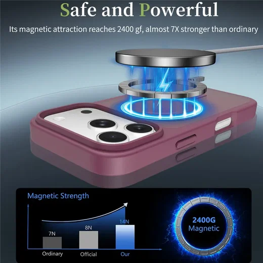 Apple iPhone 18 Pro Max Hybrid Hoesje met MagSafe Back Cover Matte Burgundy afbeelding 4