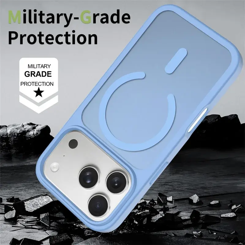 Apple iPhone 18 Pro Max Hybrid Hoesje met MagSafe Back Cover Matte Licht Blauw afbeelding 2