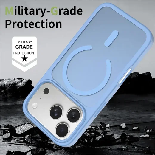Apple iPhone 18 Pro Max Hybrid Hoesje met MagSafe Back Cover Matte Licht Blauw afbeelding 2