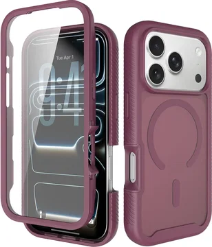 Apple iPhone 18 Pro Hoesje Full Protect 360° Cover met MagSafe Matte Burgundy