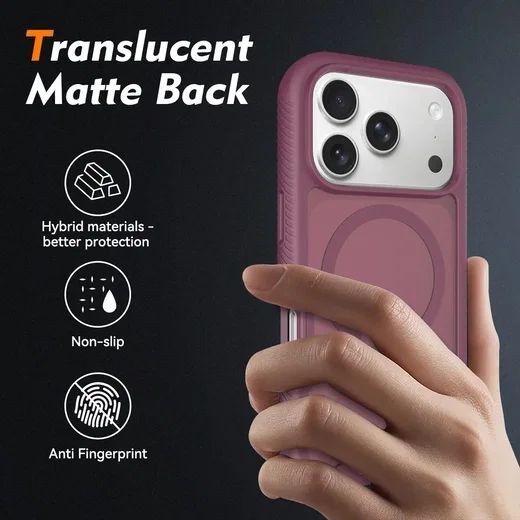 Apple iPhone 18 Pro Hoesje Full Protect 360° Cover met MagSafe Matte Burgundy afbeelding 4