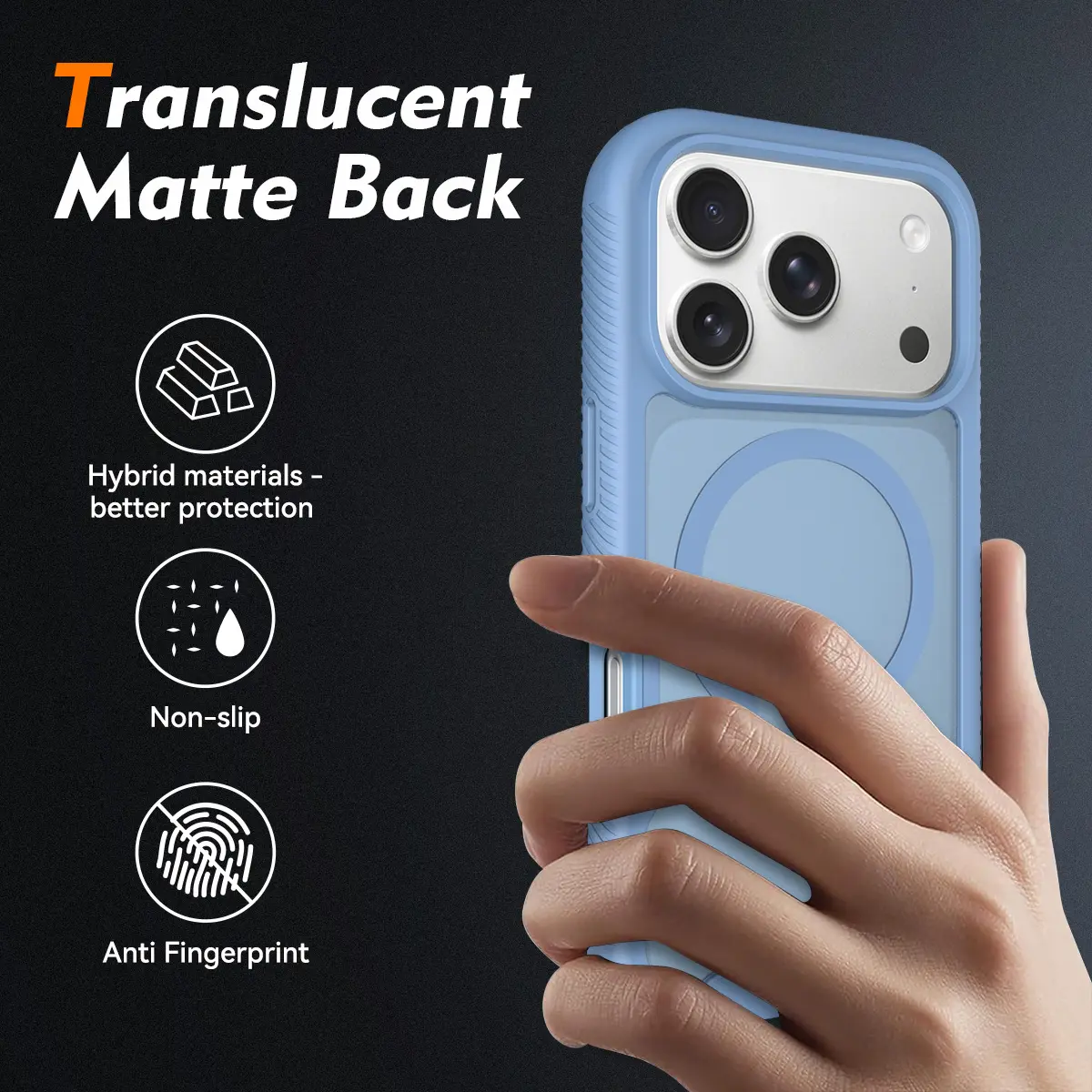 Apple iPhone 18 Pro Hoesje Full Protect 360° Cover met MagSafe Matte Licht Blauw afbeelding 4