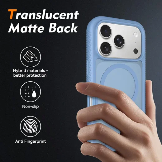 Apple iPhone 18 Pro Hoesje Full Protect 360° Cover met MagSafe Matte Licht Blauw afbeelding 4