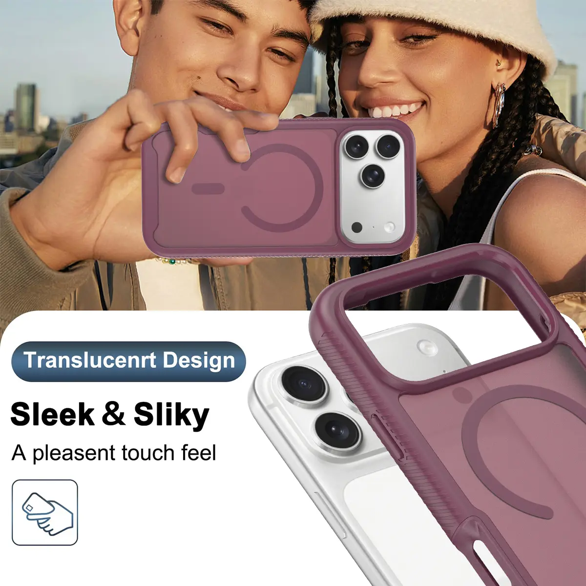 iPhone 18 Pro Max Hoesje Full Protect 360° Cover met MagSafe Matte Burgundy afbeelding 7