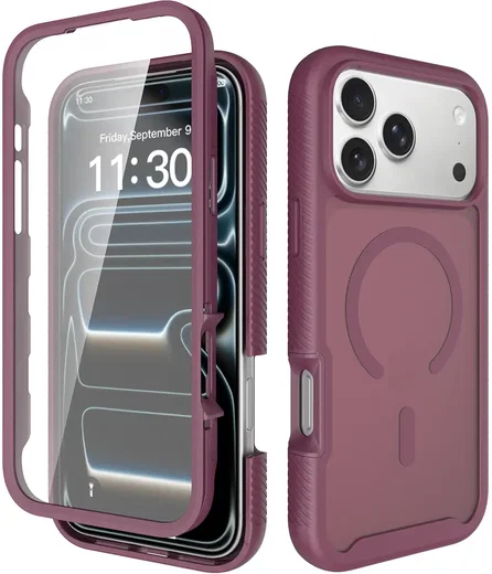 iPhone 18 Pro Max Hoesje Full Protect 360° Cover met MagSafe Matte Burgundy afbeelding 1