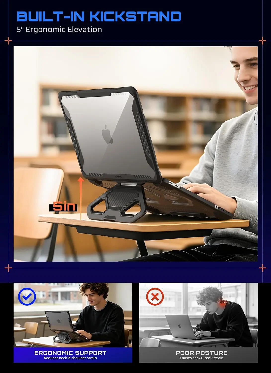 SUPCASE UB Pro Apple MacBook Neo 13 (2026) Hoes Kickstand Zwart afbeelding 3