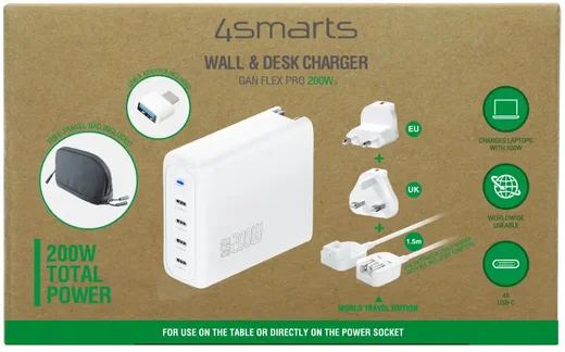 4smarts GaN Flex Pro 200W PD Oplader met Wereldstekker en 4 USB-C Poorten Wit afbeelding 10