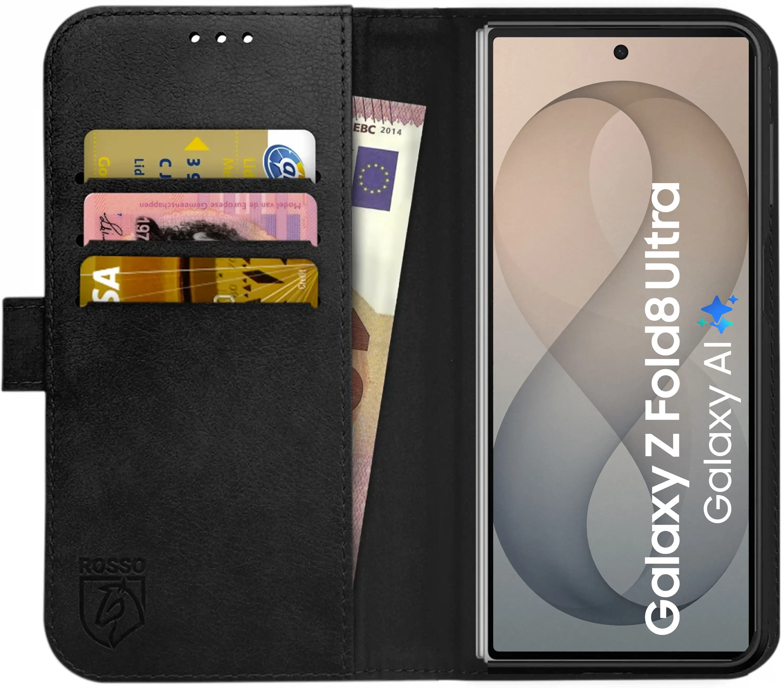 Rosso Element Samsung Galaxy Fold 8 Ultra Hoesje Book Case Wallet Zwart afbeelding 1