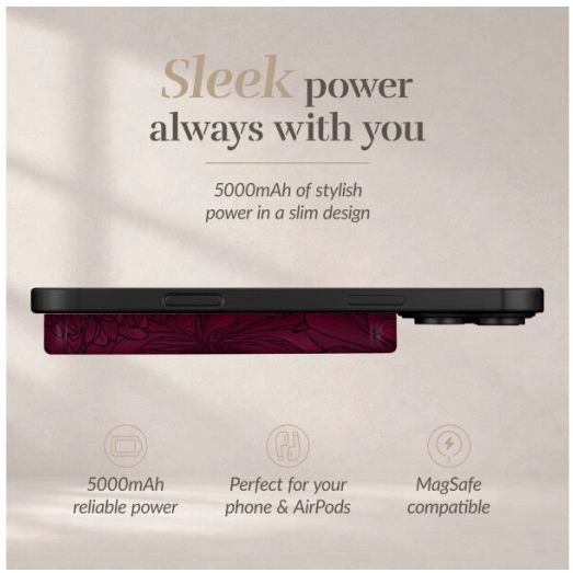 MIO 5.000 mAh Draadloze MagSafe Powerbank Reisformaat 15W Berry Blooms afbeelding 5