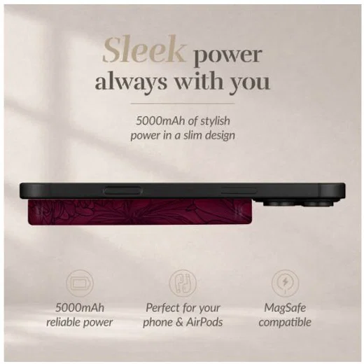 MIO 5.000 mAh Draadloze MagSafe Powerbank Reisformaat 15W Berry Blooms afbeelding 5