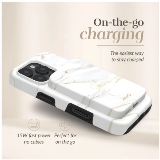 MIO 5.000 mAh Draadloze MagSafe Powerbank Reisformaat 15W White Marble afbeelding 2
