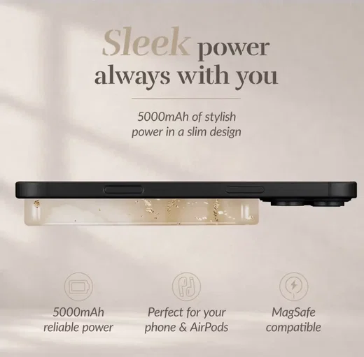 MIO 5.000 mAh Draadloze MagSafe Powerbank Reisformaat 15W Gold Marble afbeelding 6