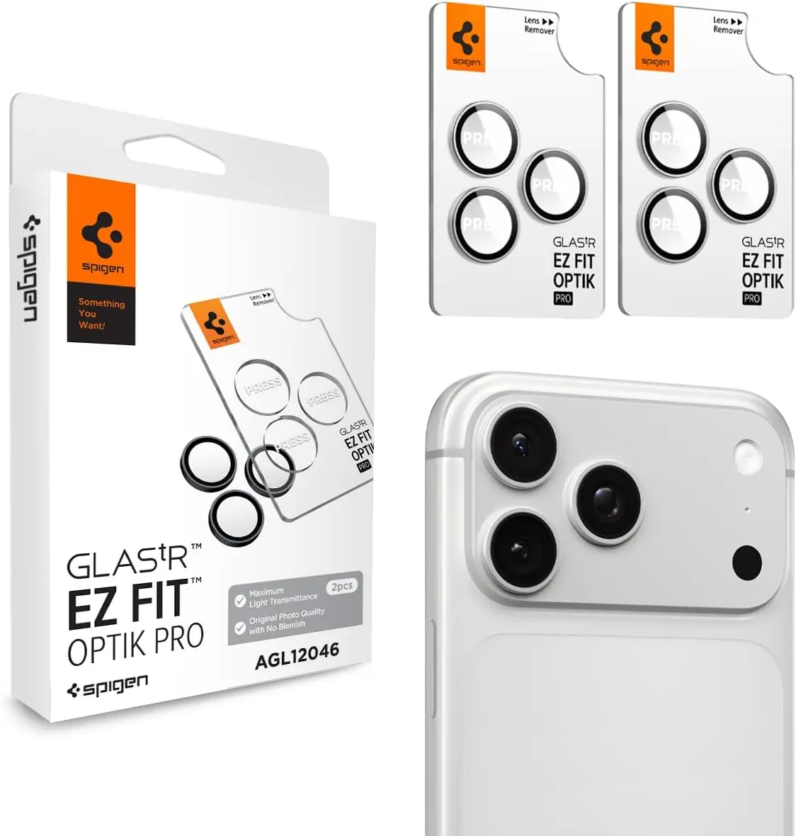 Spigen EZ Fit Optik Pro iPhone 18 Pro (Max) Camera Protector Zilver 2-Pack afbeelding 1