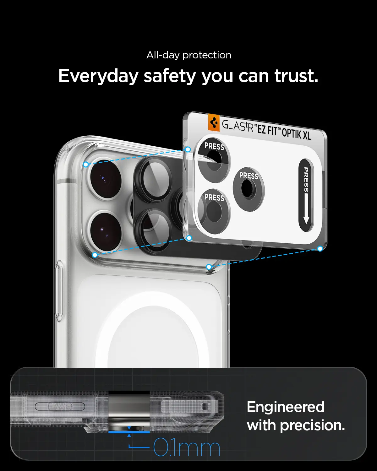 Spigen EZ Fit Optik Pro XL Apple iPhone 18 Pro Max Camera Protector Donker Grijs afbeelding 2