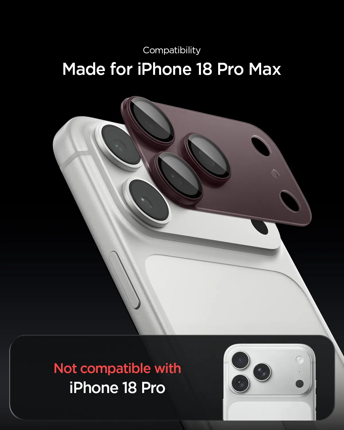 Spigen EZ Fit Optik Pro XL Apple iPhone 18 Pro Max Camera Protector Burgundy afbeelding 3