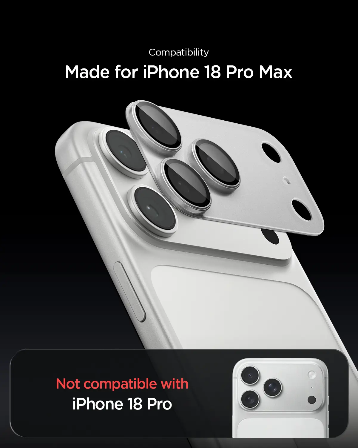 Spigen EZ Fit Optik Pro XL Apple iPhone 18 Pro Max Camera Protector Zilver afbeelding 3