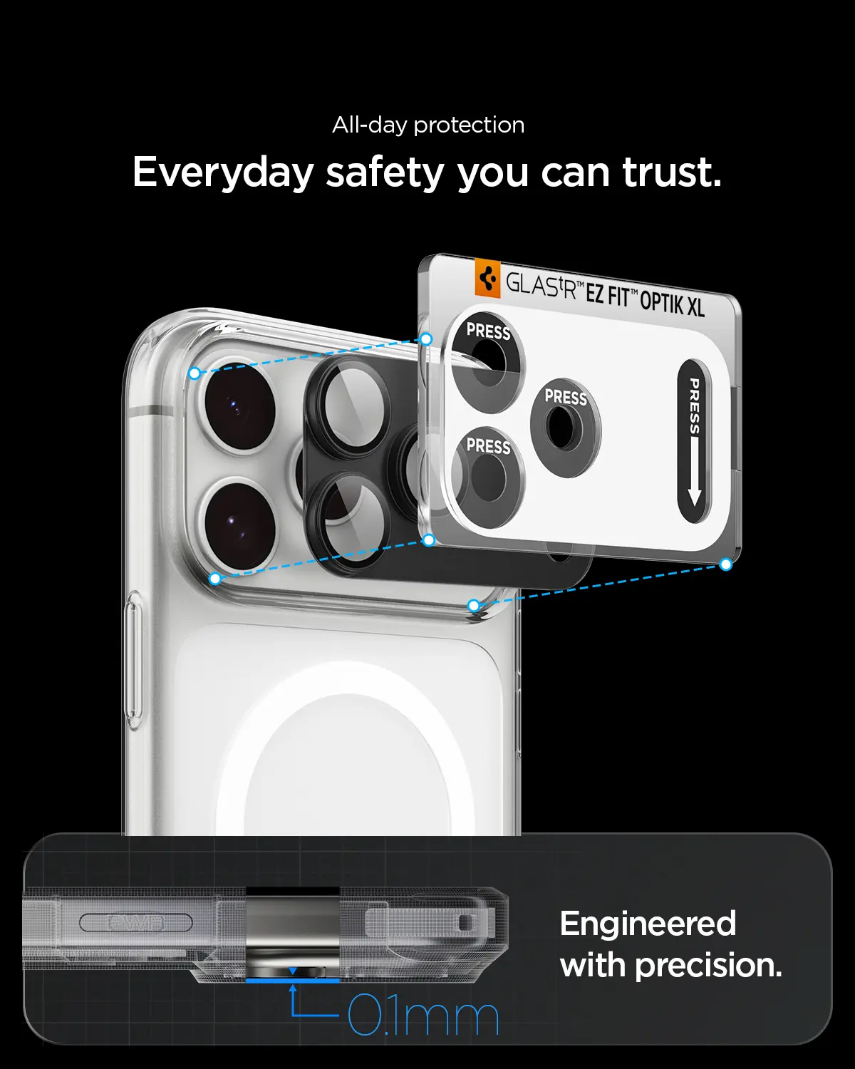 Spigen EZ Fit Optik Pro XL Apple iPhone 18 Pro Camera Protector Donker Grijs afbeelding 2