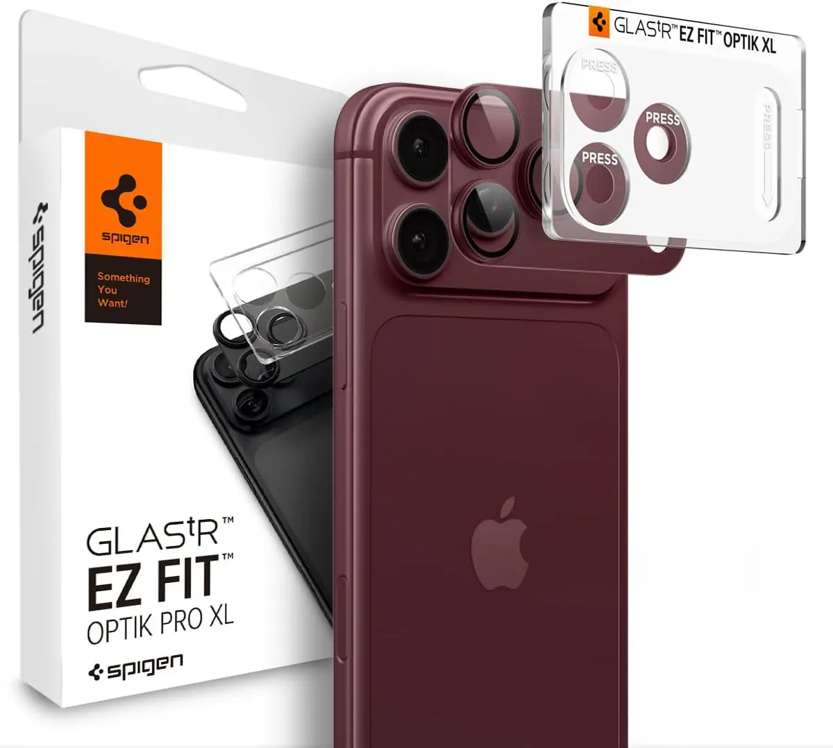 Spigen EZ Fit Optik Pro XL Apple iPhone 18 Pro Camera Protector Burgundy afbeelding 1