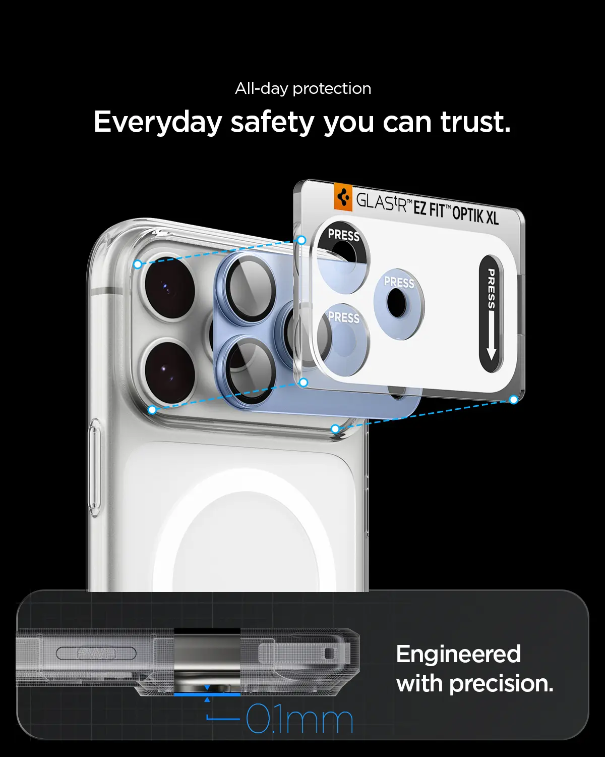 Spigen EZ Fit Optik Pro XL Apple iPhone 18 Pro Camera Protector Licht Blauw afbeelding 2