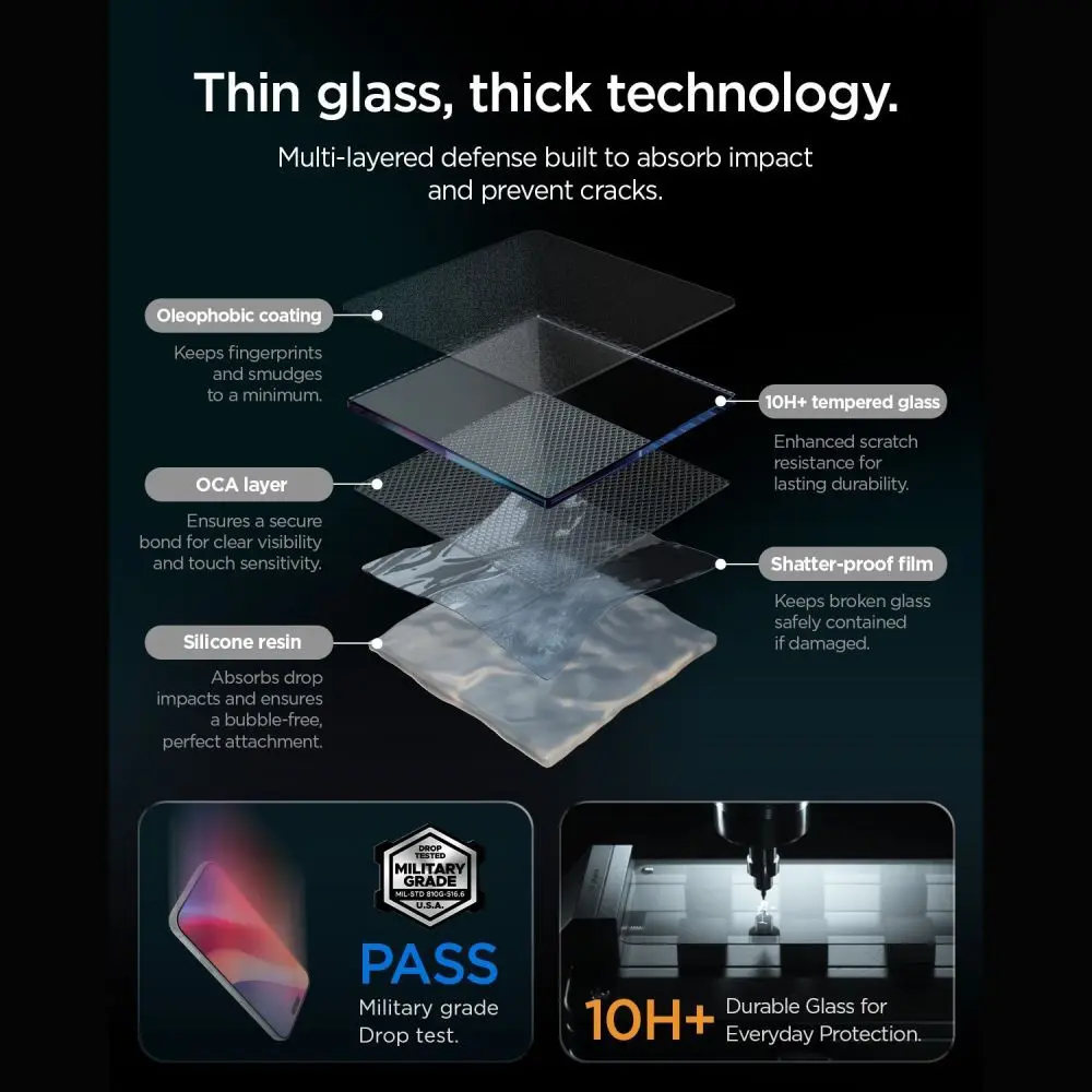 Spigen EZ Fit Pro HD GLAS.tR iPhone 18 Pro / 17 Pro / 17 Screen Protector 2-Pack afbeelding 3