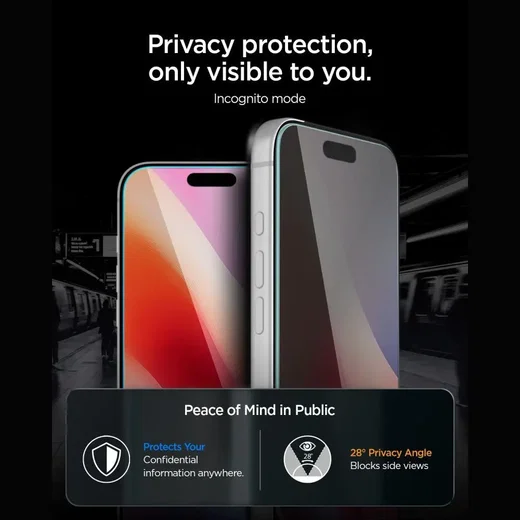 Spigen EZ Fit Pro HD GLAS.tR Apple iPhone 18 Pro Privacy Glass 2-Pack afbeelding 2