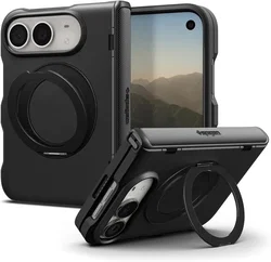 Spigen Slim Armor Pro S Apple iPhone Duo Hoesje MagSafe met Kickstand Zwart afbeelding