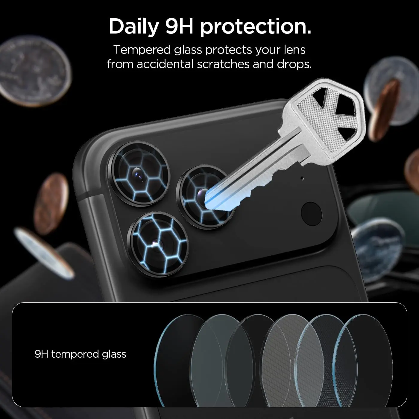 Spigen EZ Fit Optik Pro iPhone 18 Pro (Max) Camera Protector Donker Grijs 2-Pack afbeelding 2