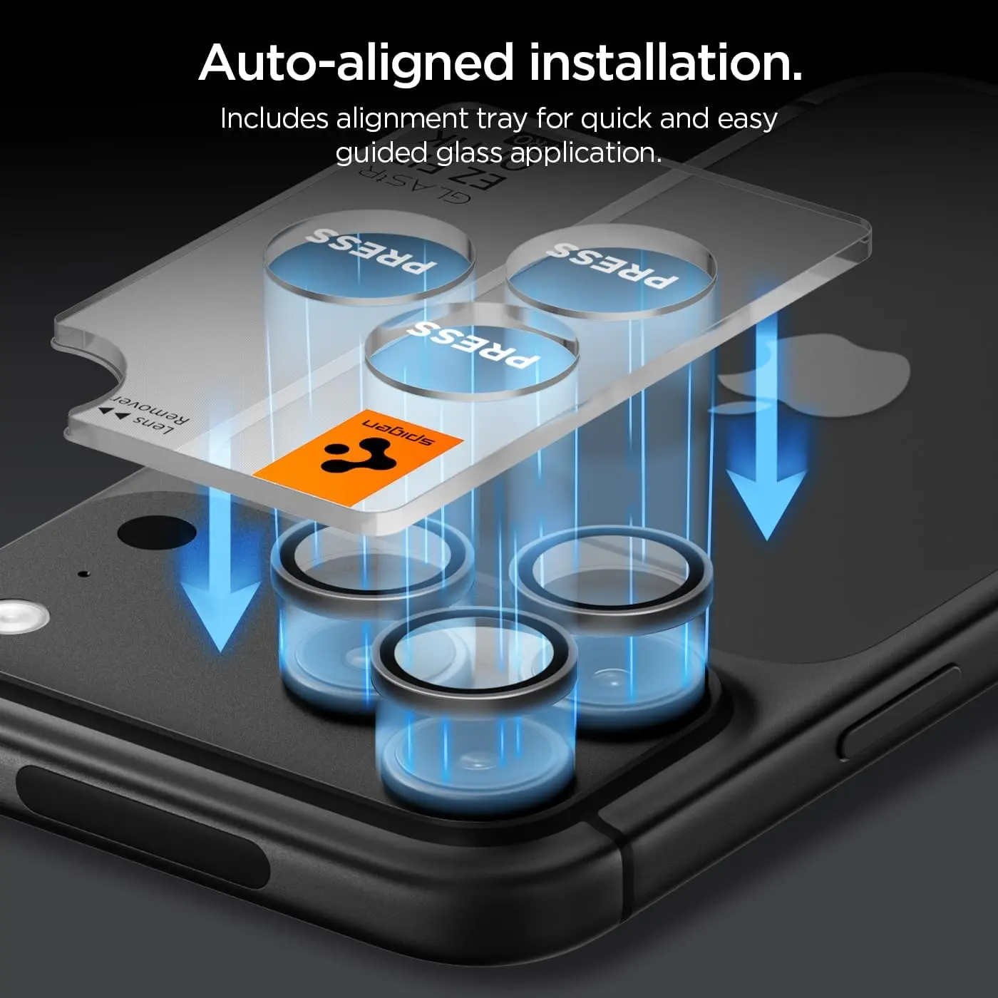 Spigen EZ Fit Optik Pro iPhone 18 Pro (Max) Camera Protector Donker Grijs 2-Pack afbeelding 3