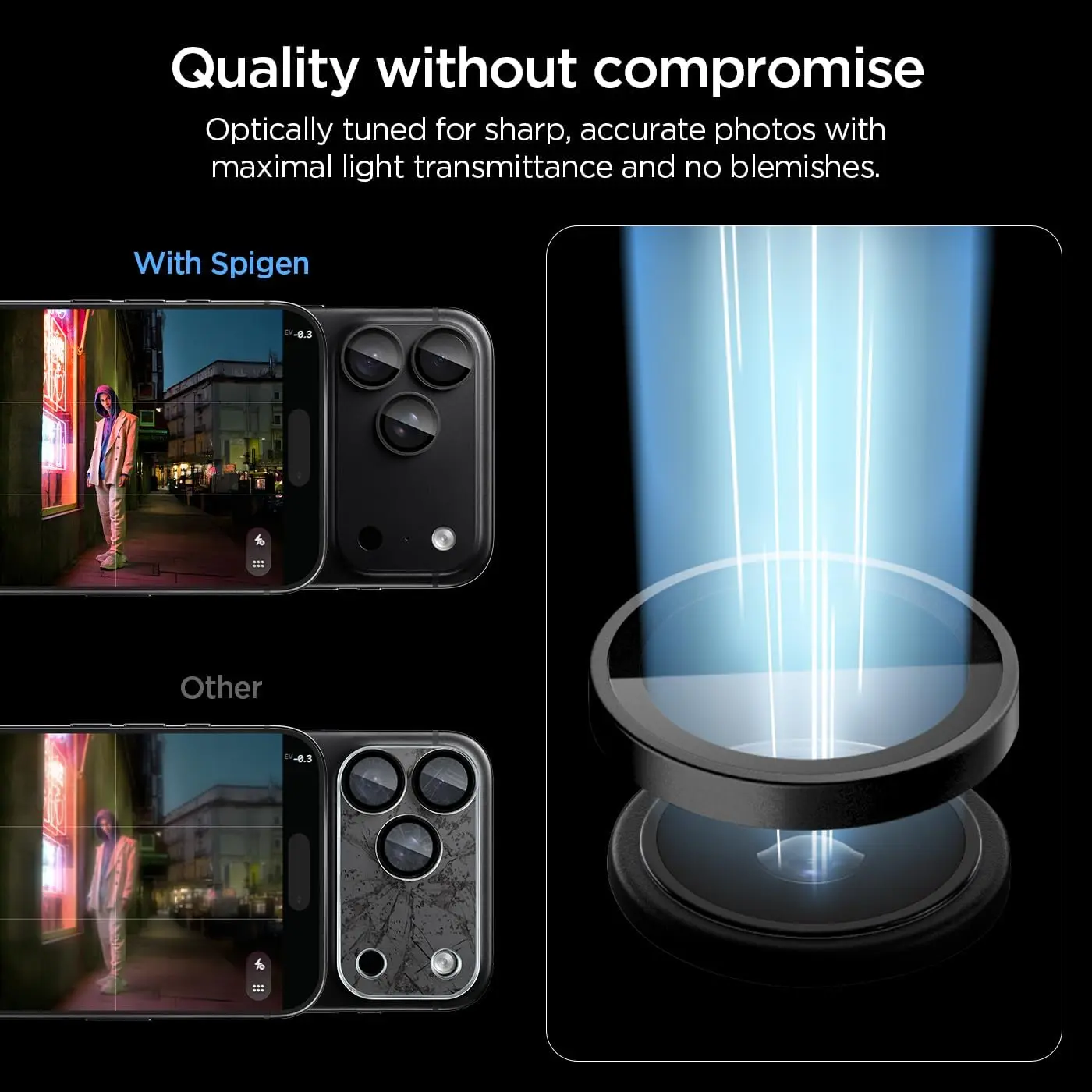Spigen EZ Fit Optik Pro iPhone 18 Pro (Max) Camera Protector Donker Grijs 2-Pack afbeelding 7