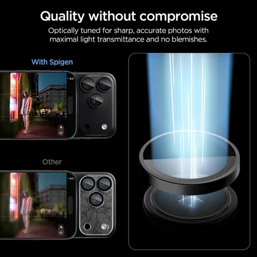 Spigen EZ Fit Optik Pro iPhone 18 Pro (Max) Camera Protector Donker Grijs 2-Pack afbeelding 7