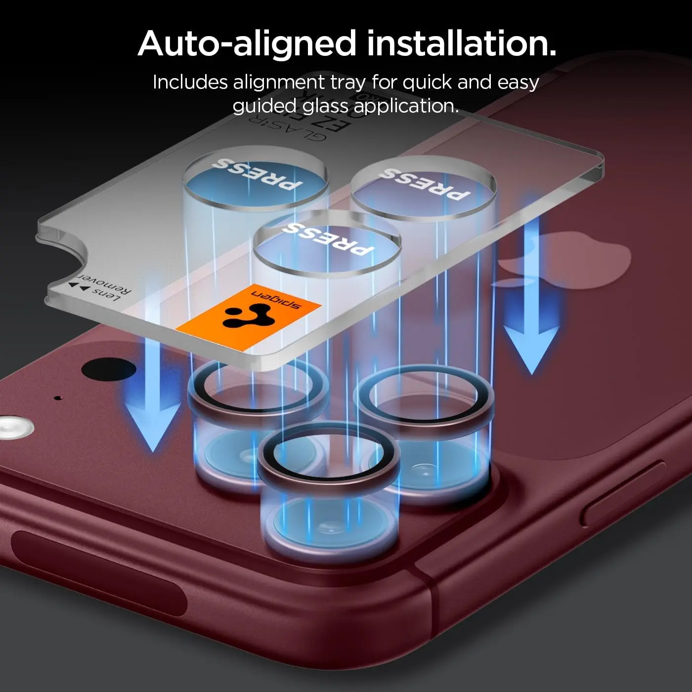Spigen EZ Fit Optik Pro iPhone 18 Pro (Max) Camera Protector Burgundy 2-Pack afbeelding 3