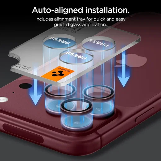Spigen EZ Fit Optik Pro iPhone 18 Pro (Max) Camera Protector Burgundy 2-Pack afbeelding 3