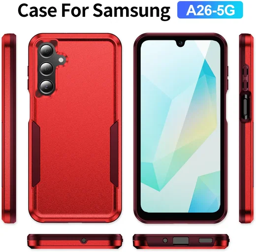 Samsung Galaxy A17 / A26 Hoesje Schokbestendige Hardcase Back Cover Rood afbeelding 9