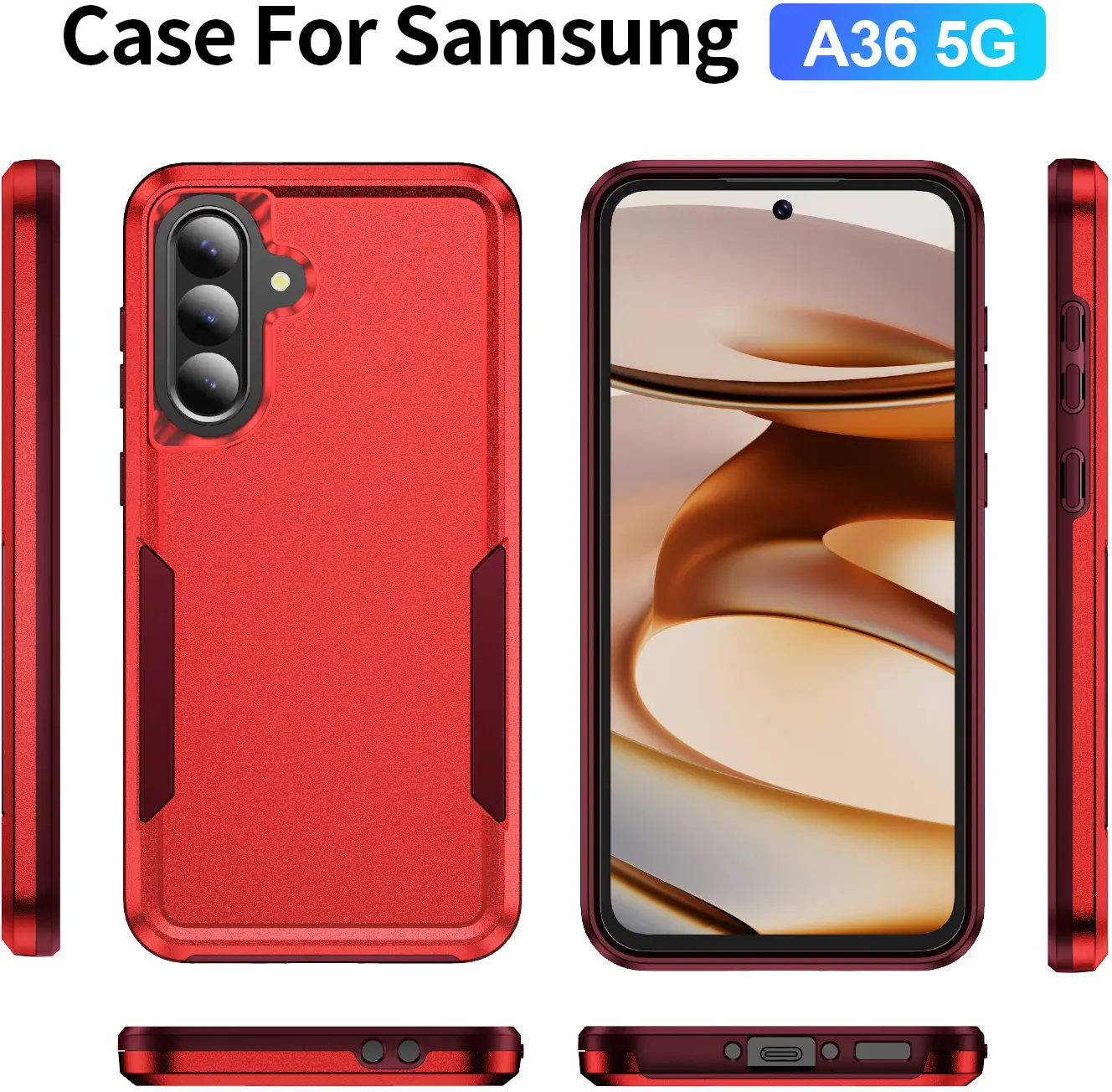 Samsung Galaxy A36 Hoesje Schokbestendige Hardcase Back Cover Rood afbeelding 9