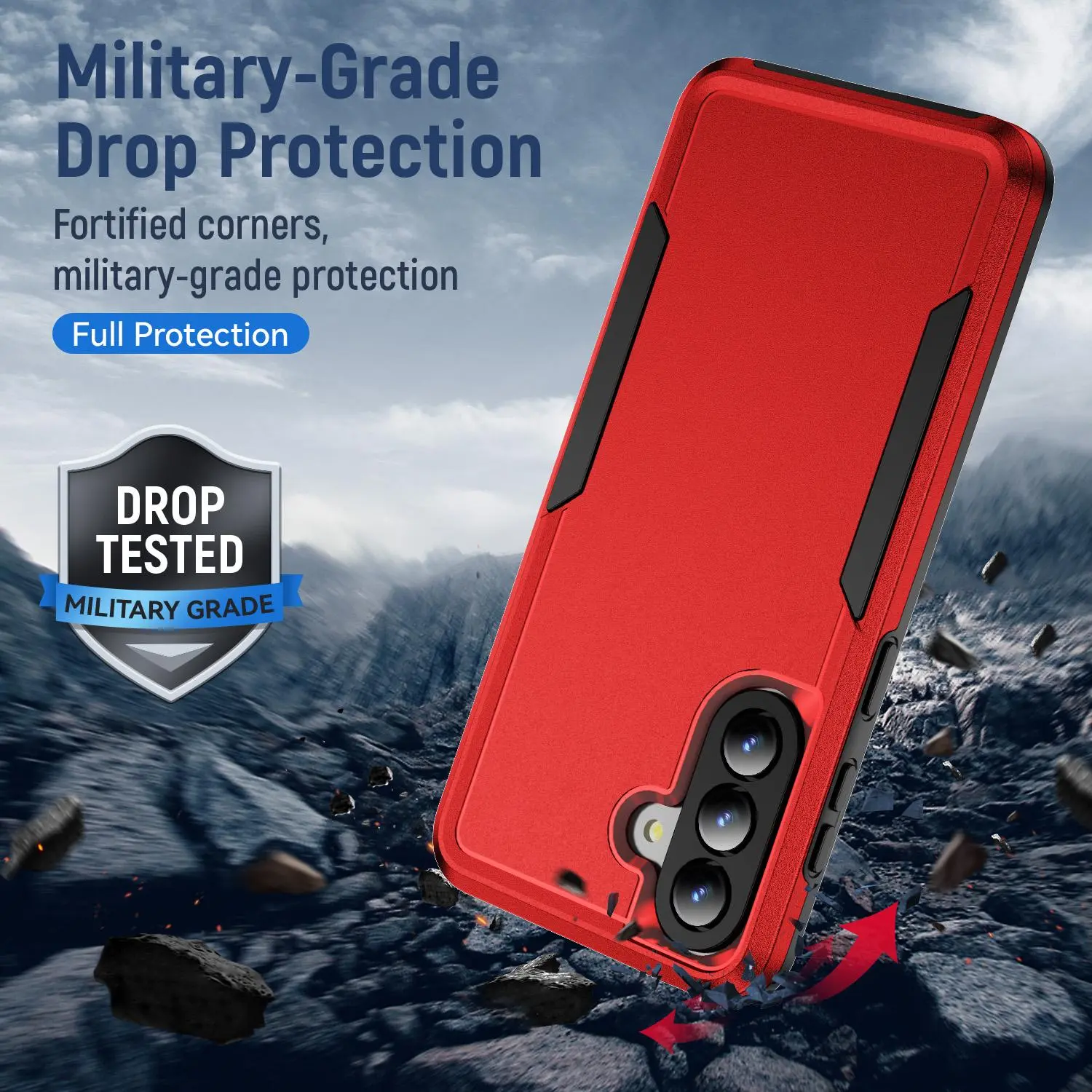 Samsung Galaxy A57 Hoesje Schokbestendige Hardcase Back Cover Rood afbeelding 3