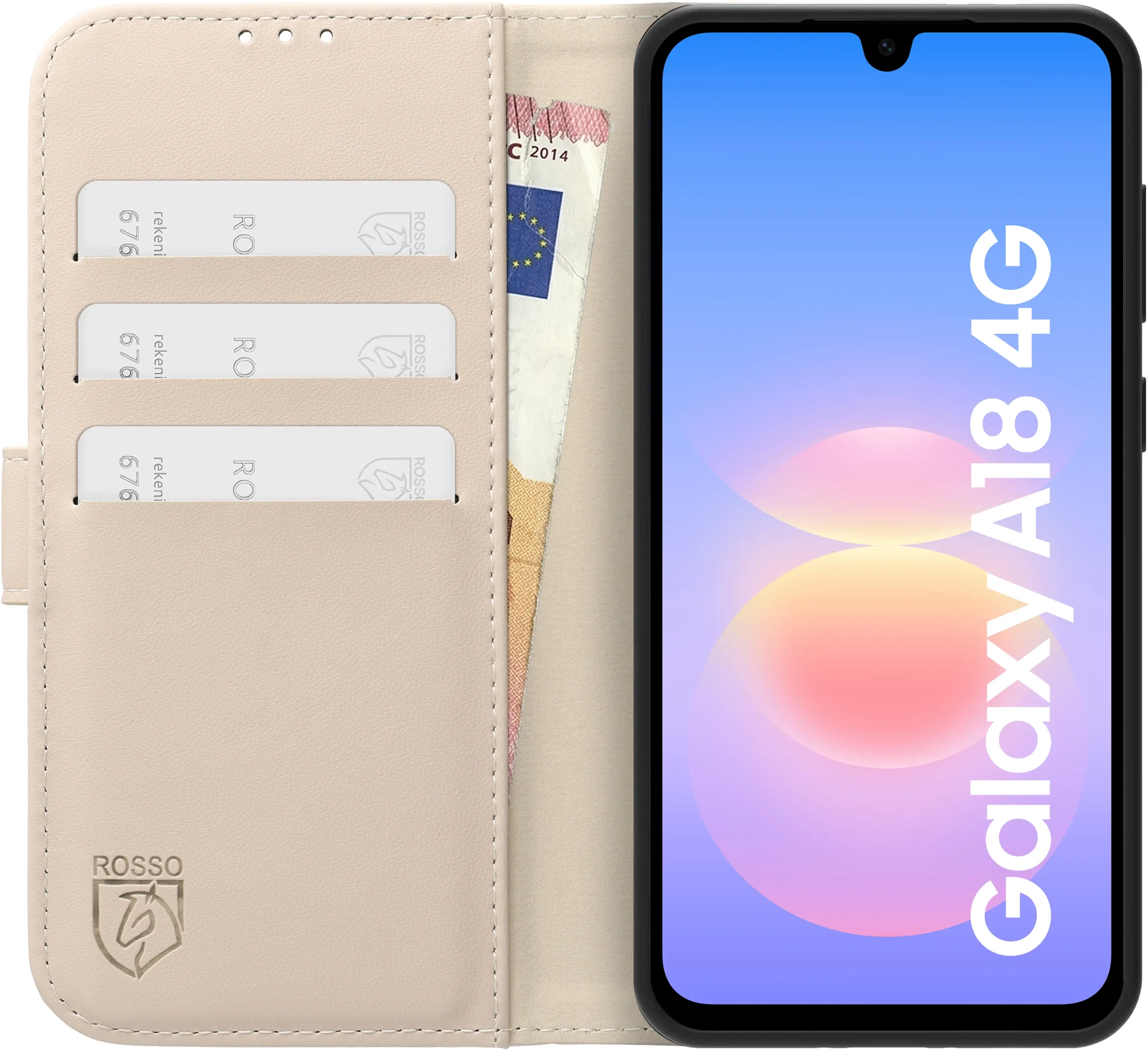 Rosso Element Modern Samsung Galaxy A18 Hoesje Book Case Wallet Beige afbeelding 3
