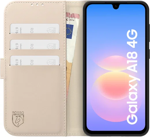 Rosso Element Modern Samsung Galaxy A18 Hoesje Book Case Wallet Beige afbeelding 3
