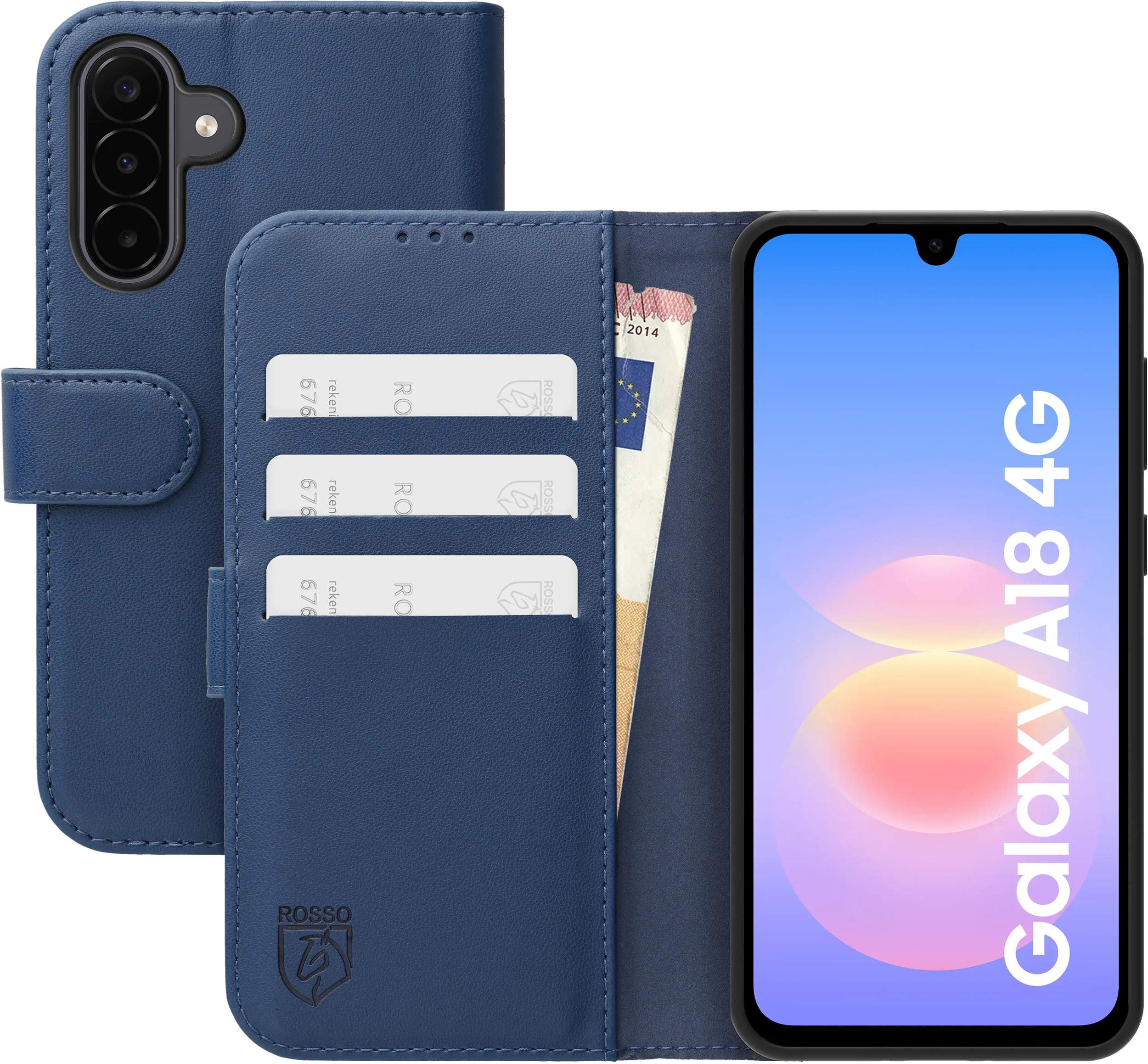 Rosso Element Modern Samsung Galaxy A18 Hoesje Book Case Wallet Blauw afbeelding 1