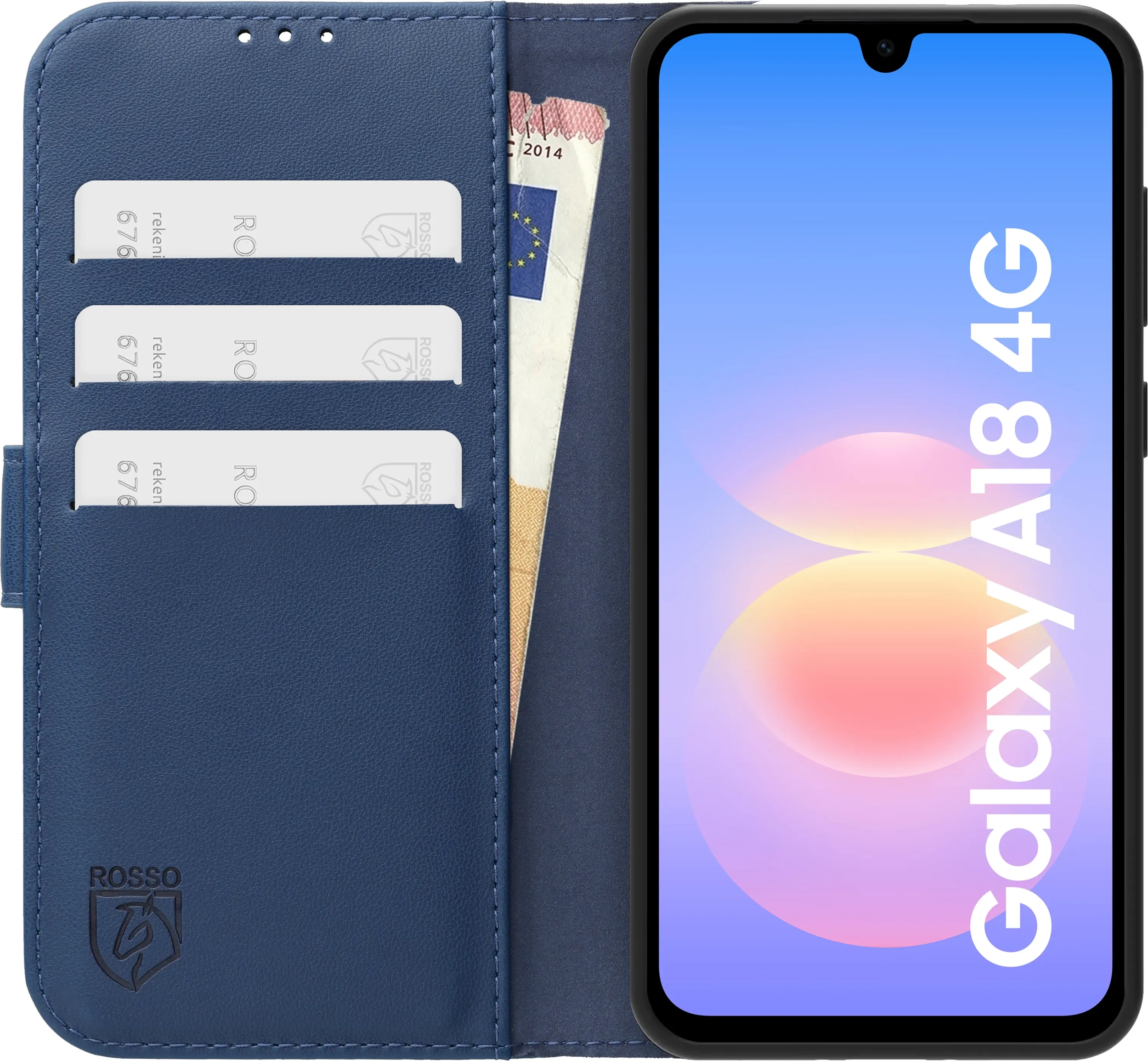 Rosso Element Modern Samsung Galaxy A18 Hoesje Book Case Wallet Blauw afbeelding 3