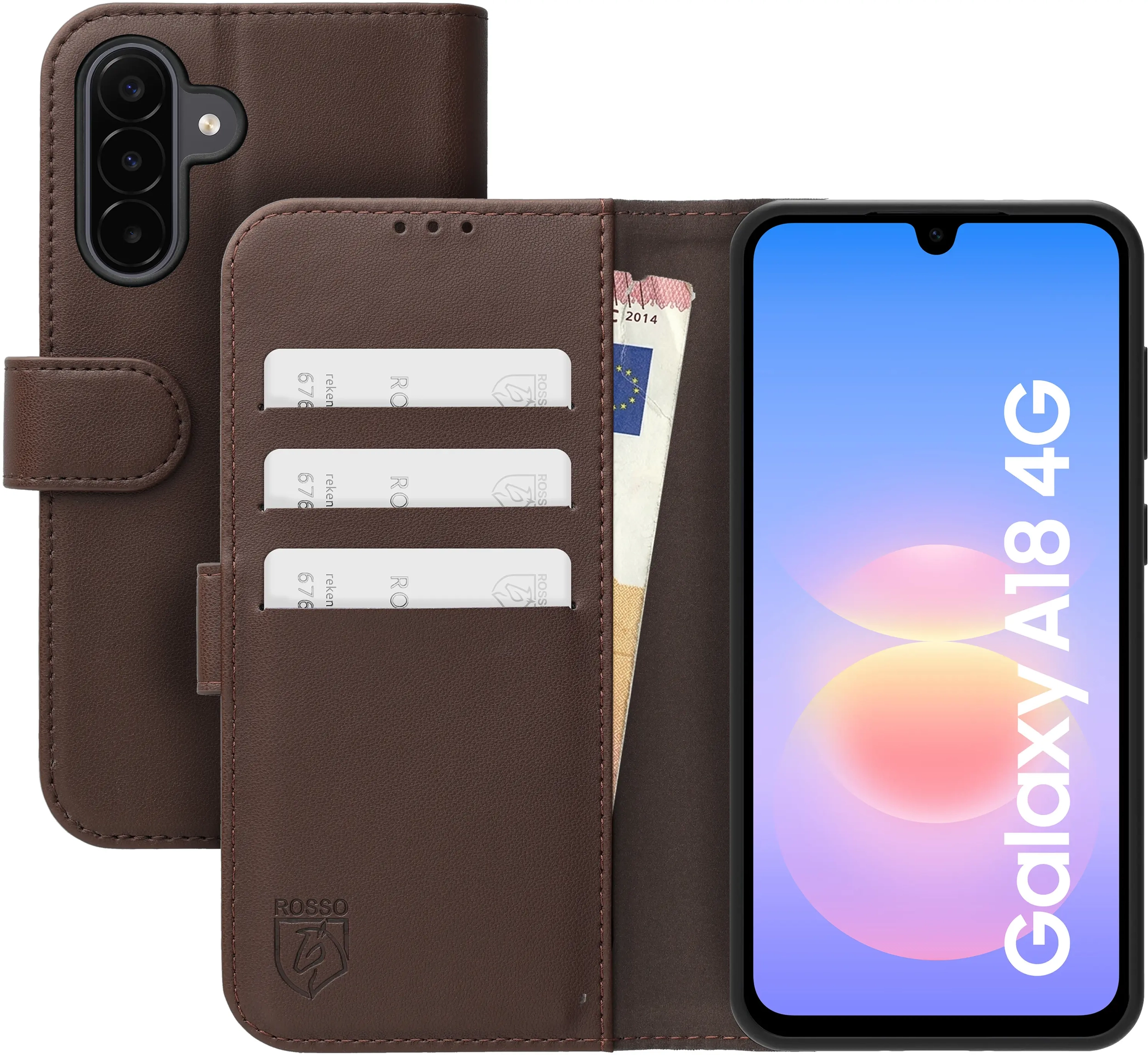 Rosso Element Modern Samsung Galaxy A18 Hoesje Book Case Wallet Bruin afbeelding 1